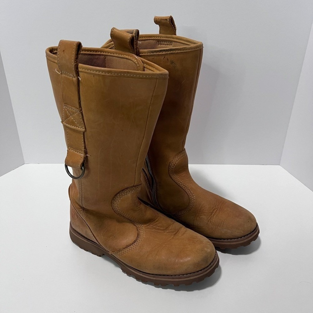 Timberland Girls US 2.5 EU 34.5 Leather Riding/Biker/Combat Boots Zipper Buckle - Picture 9 of 10